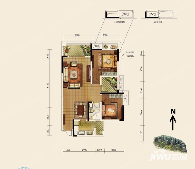 融汇江山普通住宅93㎡户型图