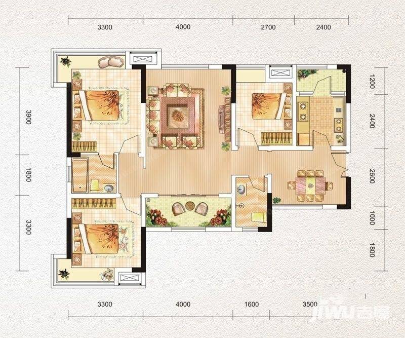 长河湾普通住宅83.4㎡户型图