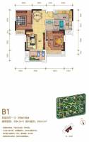 中庚城2室2厅1卫80.4㎡户型图