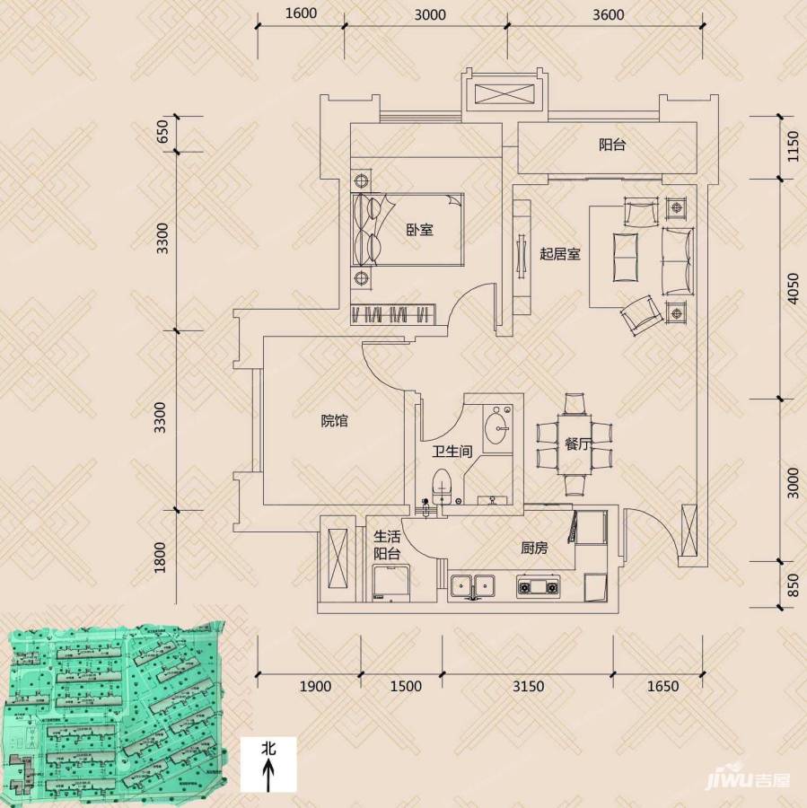 协信城立方普通住宅53㎡户型图