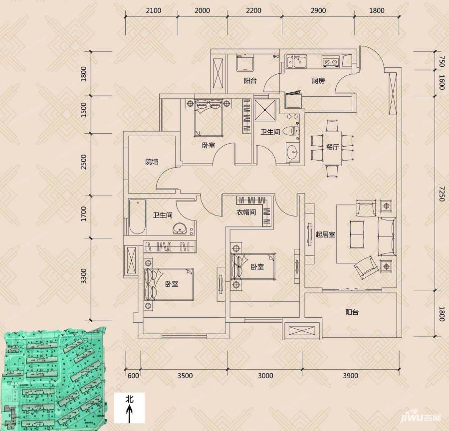 协信城立方3室2厅0卫109㎡户型图