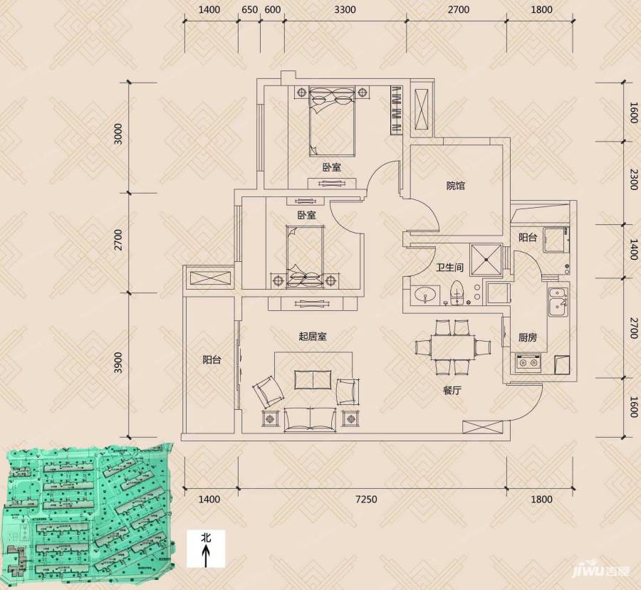 协信城立方普通住宅65㎡户型图