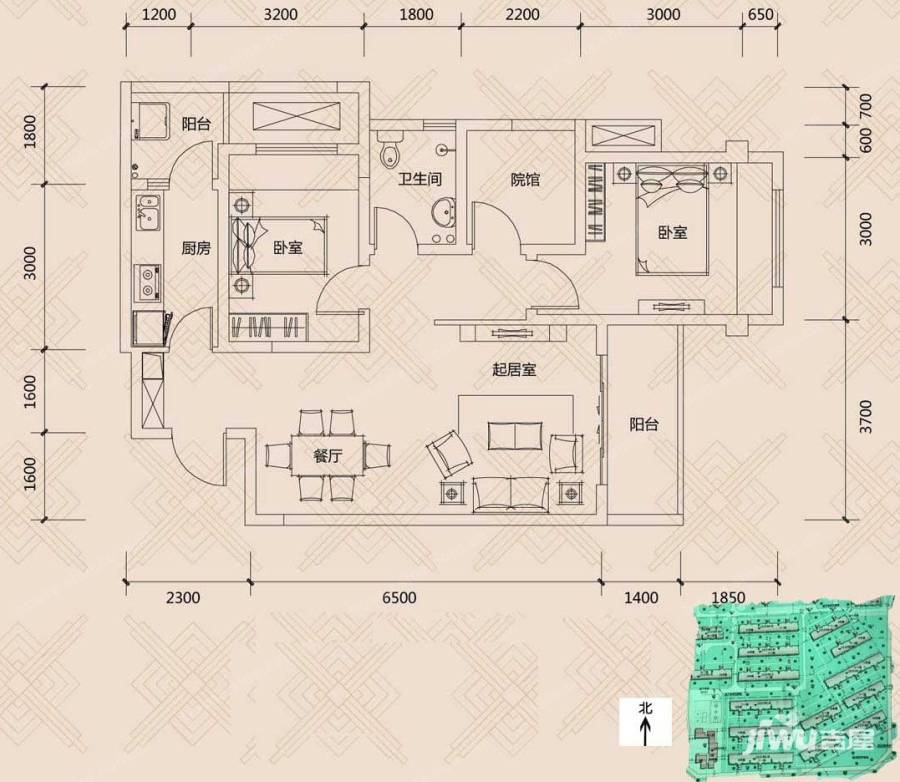 协信城立方普通住宅70㎡户型图