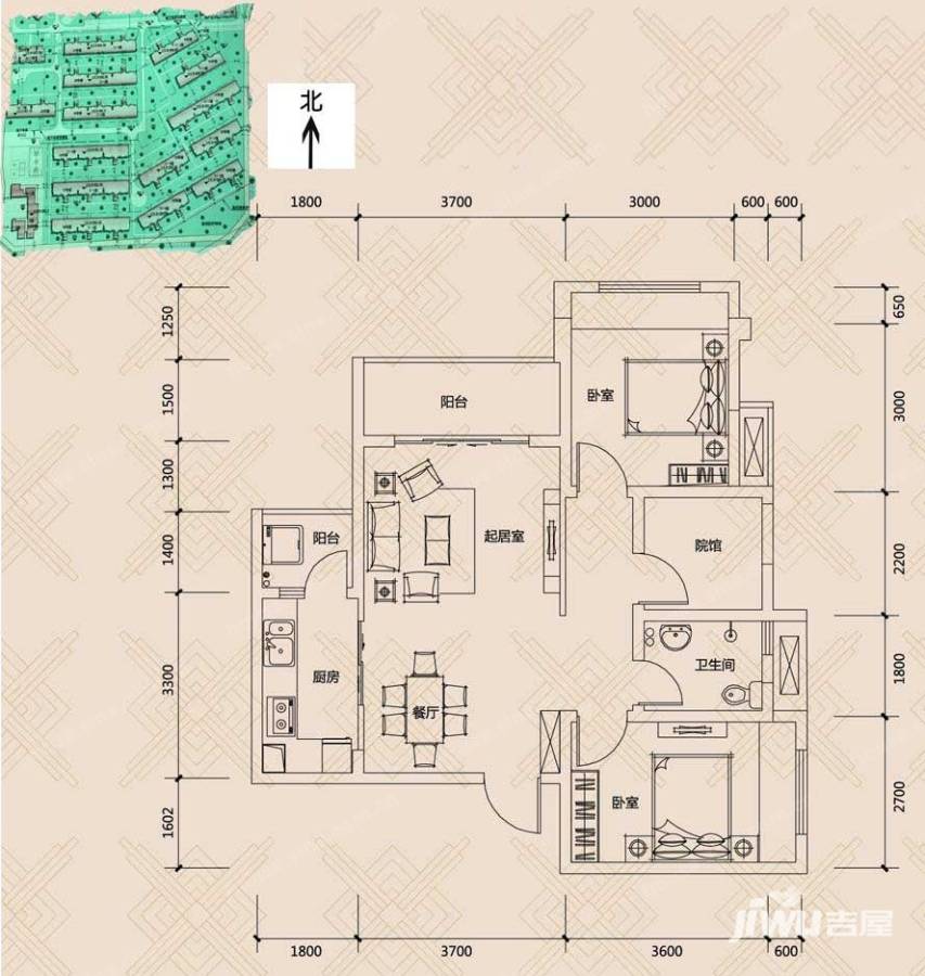 协信城立方普通住宅63㎡户型图