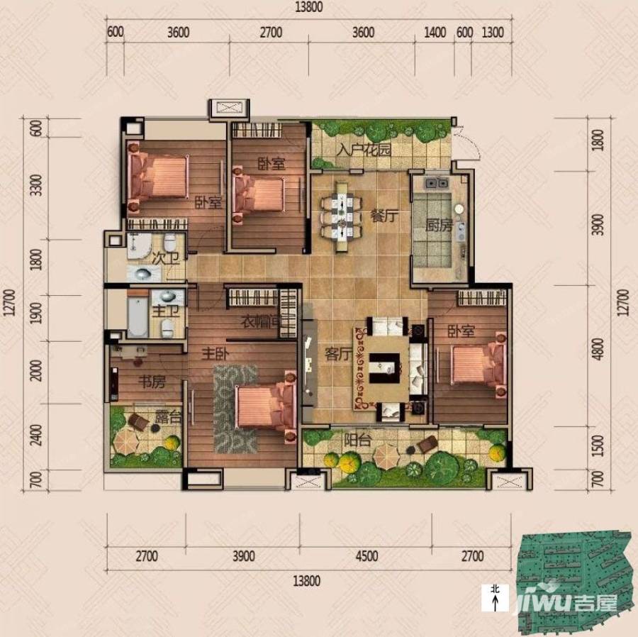 协信城立方4室2厅2卫122㎡户型图