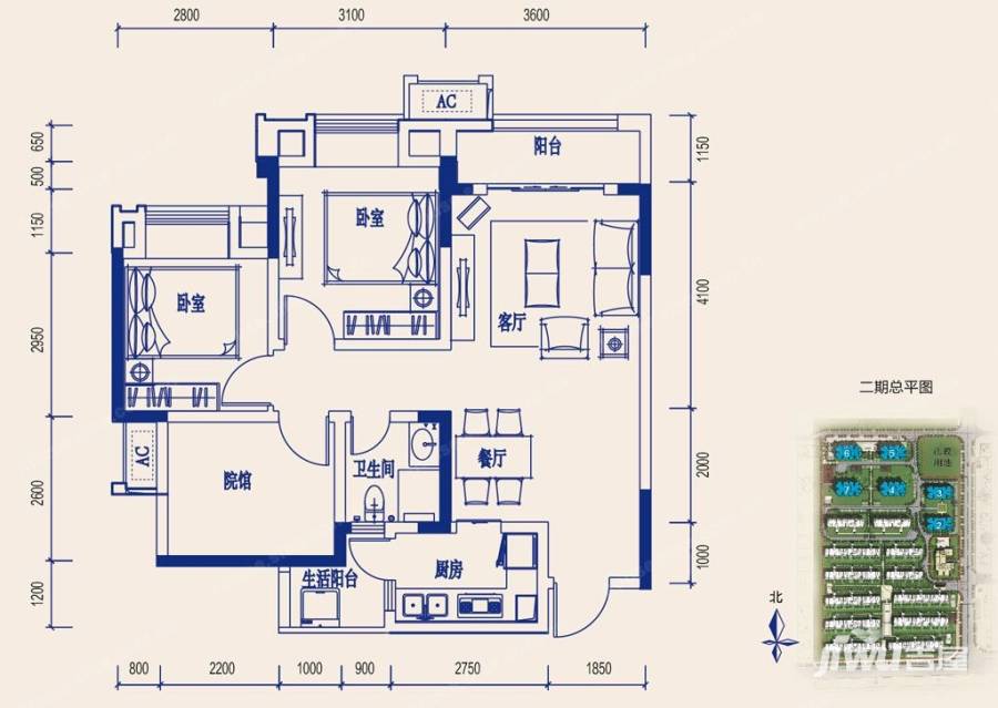 协信城立方普通住宅70㎡户型图