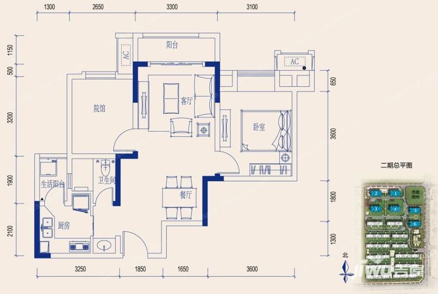 协信城立方普通住宅63㎡户型图