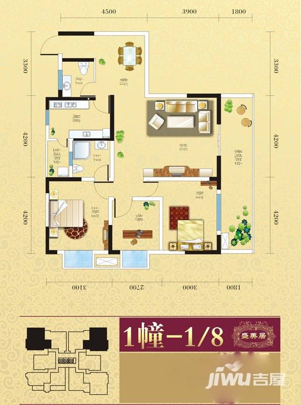 盛美居普通住宅96.8㎡户型图