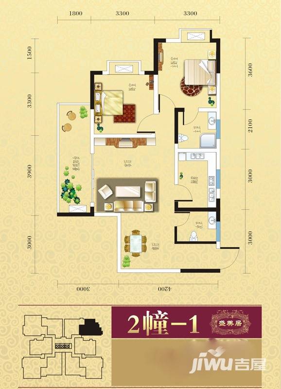 盛美居普通住宅72.9㎡户型图