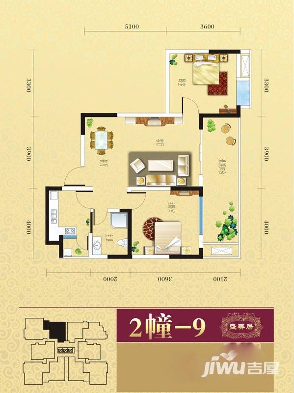 盛美居普通住宅72.4㎡户型图