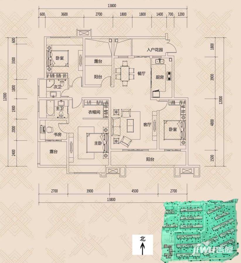 协信城立方4室2厅2卫156㎡户型图