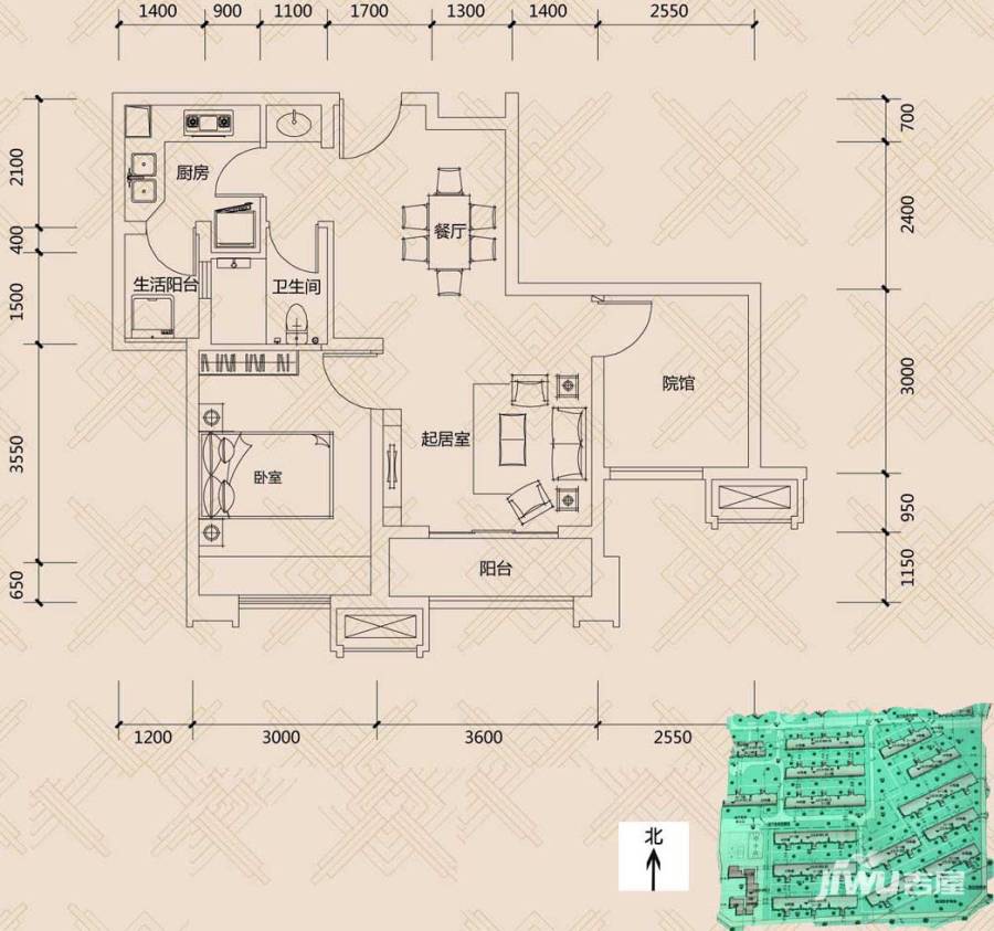 协信城立方普通住宅53㎡户型图