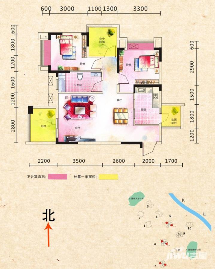 广厦城蜜宫普通住宅83㎡户型图