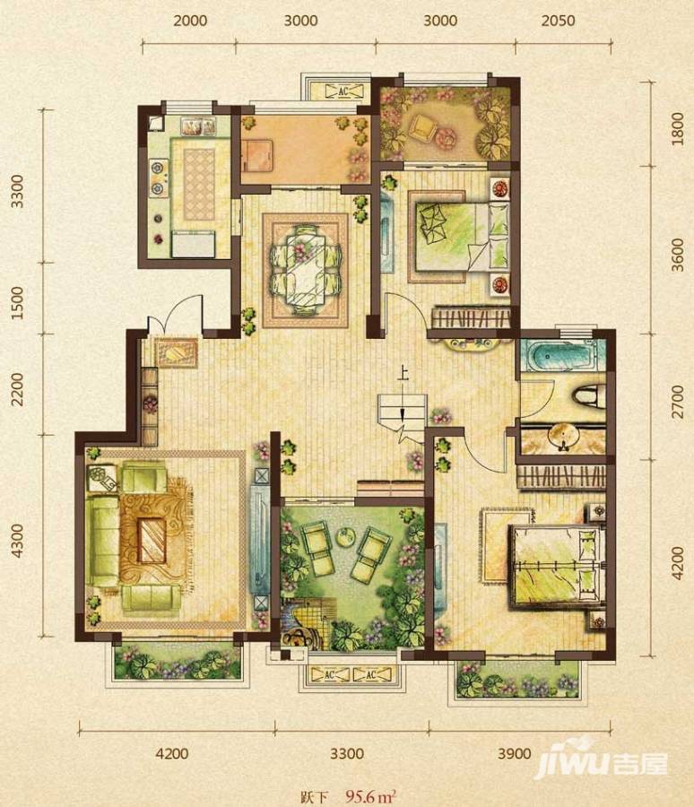 俊峰香格里拉4室2厅2卫163.3㎡户型图