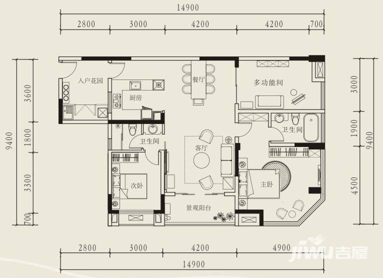 聚丰江山天下普通住宅91.9㎡户型图