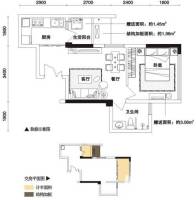 聚丰江山天下1室1厅1卫34.8㎡户型图