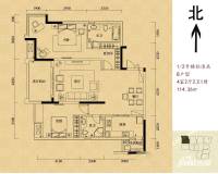 名流公馆4室2厅2卫114.4㎡户型图