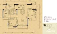 名流公馆普通住宅91.3㎡户型图