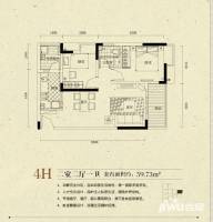 名流公馆2室2厅1卫59.7㎡户型图