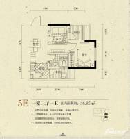 名流公馆1室2厅1卫36.9㎡户型图