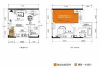 仁安龙城国际一期1室2厅2卫53.5㎡户型图