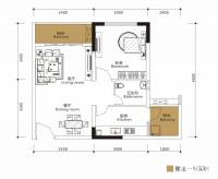 仁安龙城国际一期1室2厅1卫41.6㎡户型图