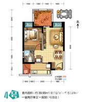 瑞同优米1室2厅1卫53㎡户型图