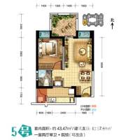 瑞同优米1室2厅1卫57.6㎡户型图