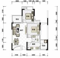 东朝香堤花径2室2厅1卫56.8㎡户型图