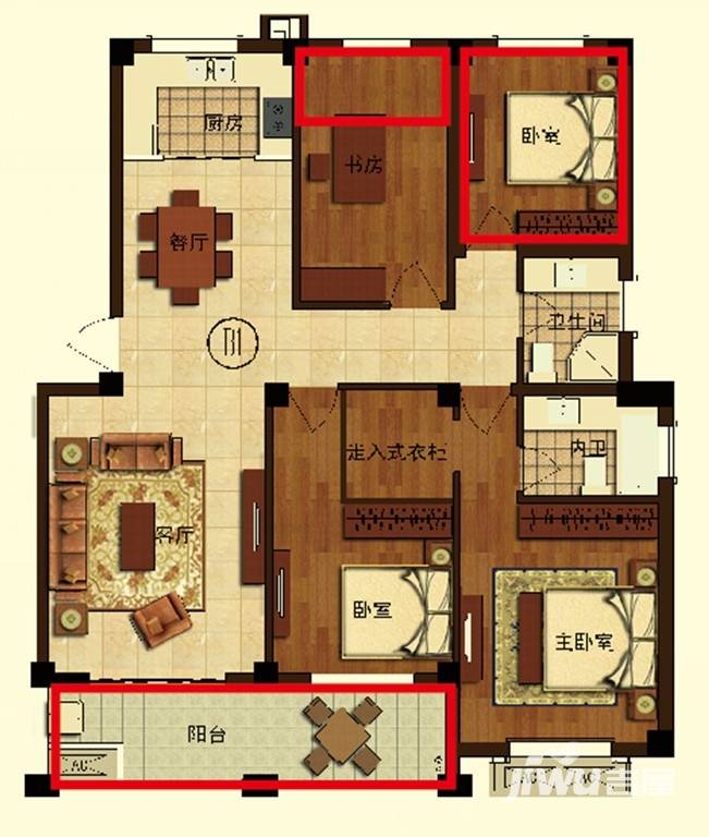 金桥花园普通住宅106㎡户型图