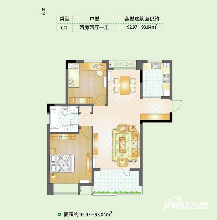 科苑华庭普通住宅93㎡户型图