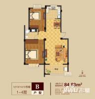 恒美山庄普通住宅84.8㎡户型图