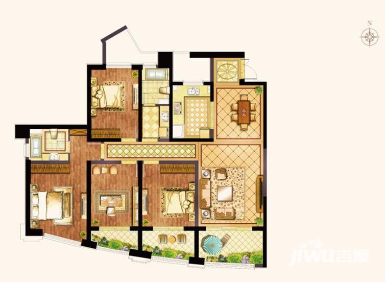 滨江雅园（北外滩水城）4室2厅2卫182㎡户型图