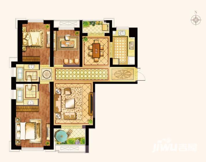 滨江雅园（北外滩水城）2室2厅1卫118㎡户型图