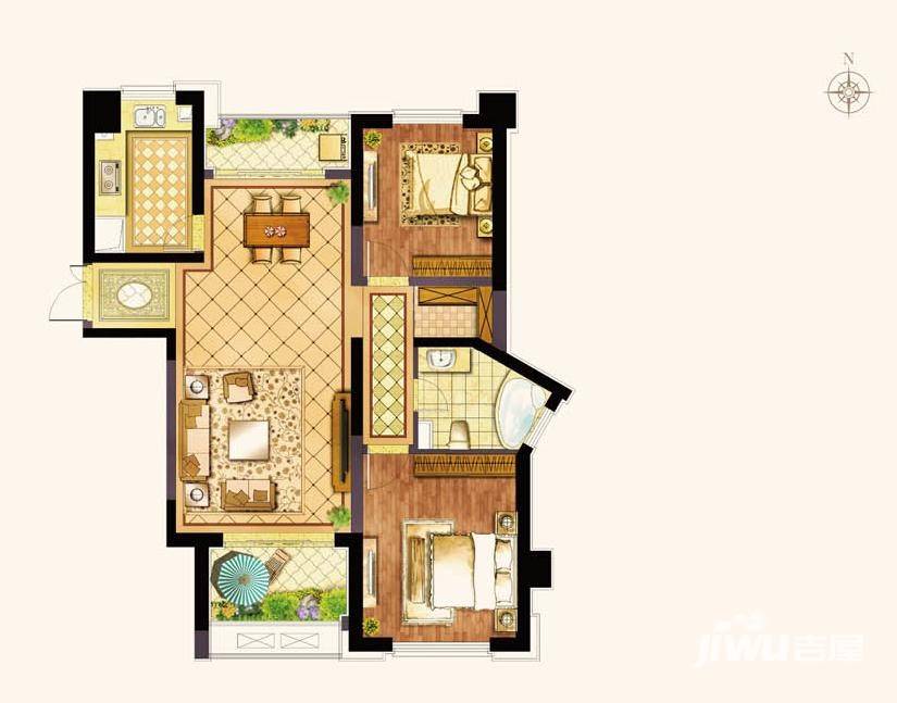 滨江雅园（北外滩水城）3室2厅2卫144㎡户型图