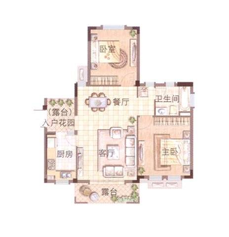 滨江雅园（北外滩水城）2室2厅1卫85㎡户型图