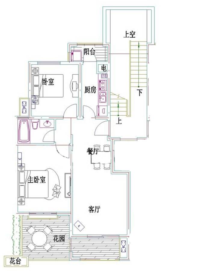 滨江雅园（北外滩水城）2室2厅1卫84㎡户型图