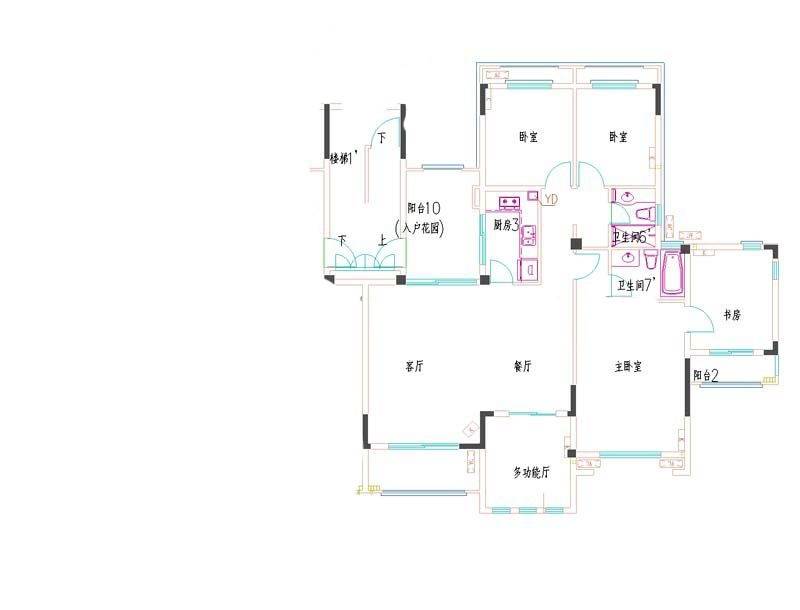 滨江雅园（北外滩水城）4室2厅1卫118㎡户型图