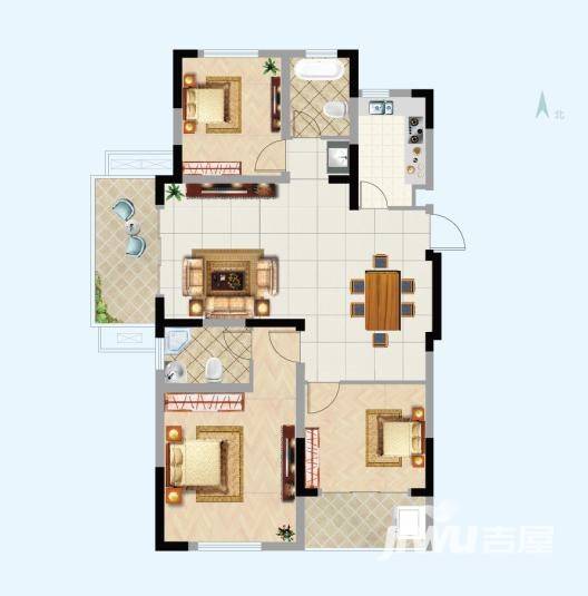 杏林北苑3室2厅2卫115㎡户型图