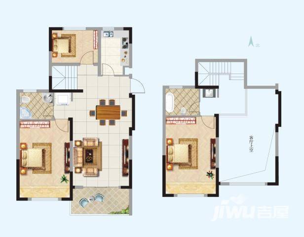 杏林北苑3室2厅2卫129㎡户型图