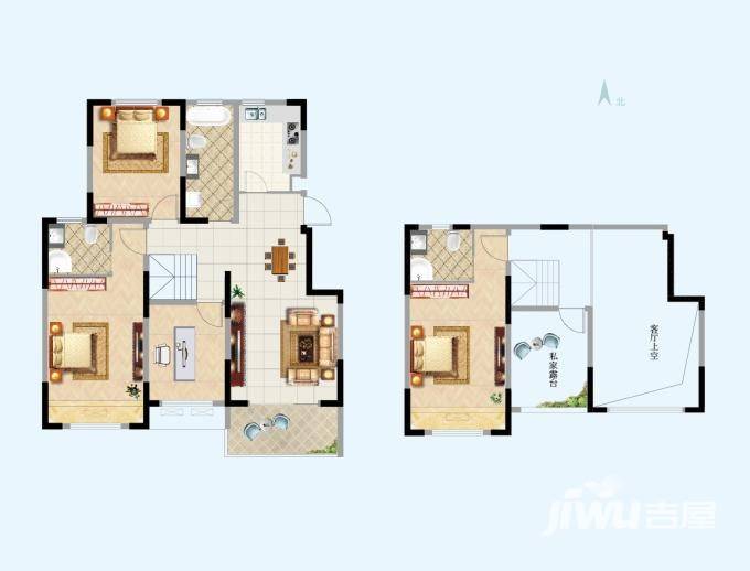 杏林北苑4室2厅3卫156㎡户型图