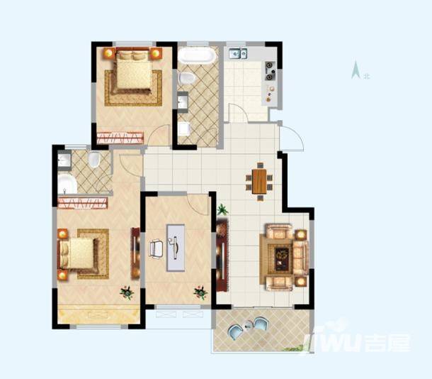 杏林北苑3室2厅2卫118㎡户型图