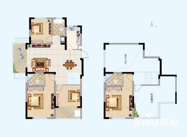 杏林北苑4室2厅3卫148㎡户型图