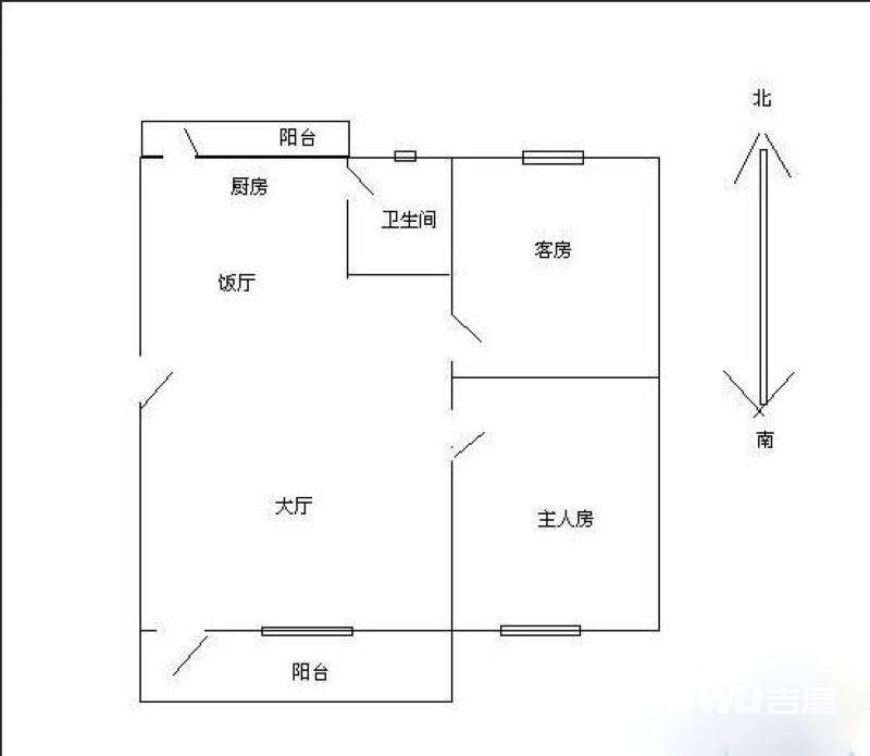 丹桂园2室2厅1卫70㎡户型图