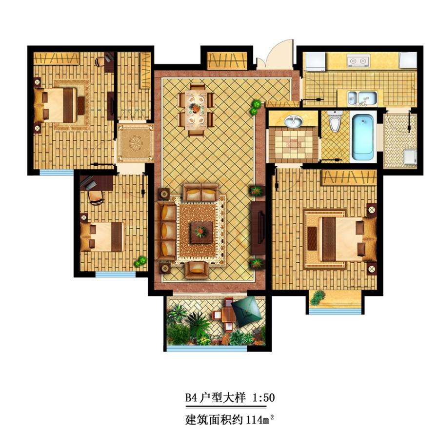 弘阳旭日上城3室2厅1卫户型图