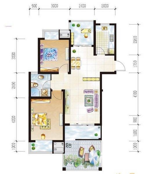 弘阳旭日上城普通住宅86㎡户型图