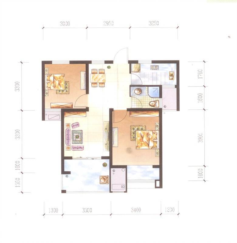 弘阳旭日上城普通住宅74.4㎡户型图