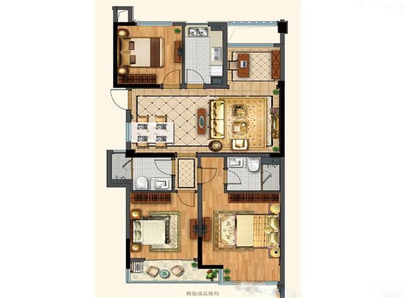 翠屏诚园4室2厅2卫110㎡户型图