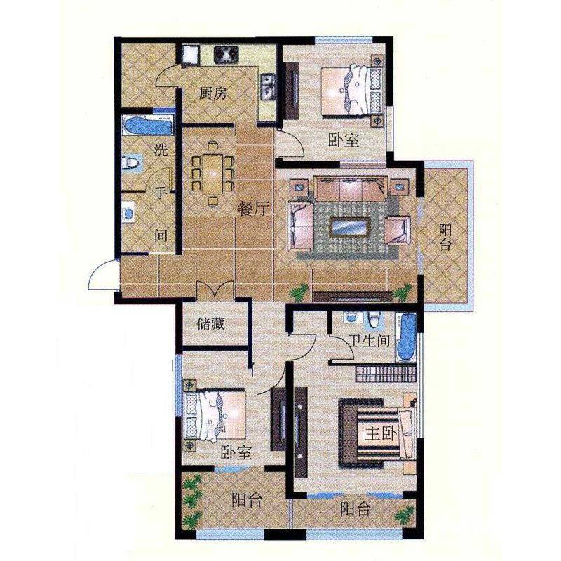 江宁1号普通住宅130.9㎡户型图