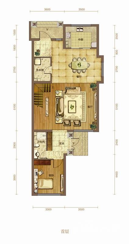 丹东博恩御山水博恩御山水户型图 联排首层 290㎡户型图_首付金额